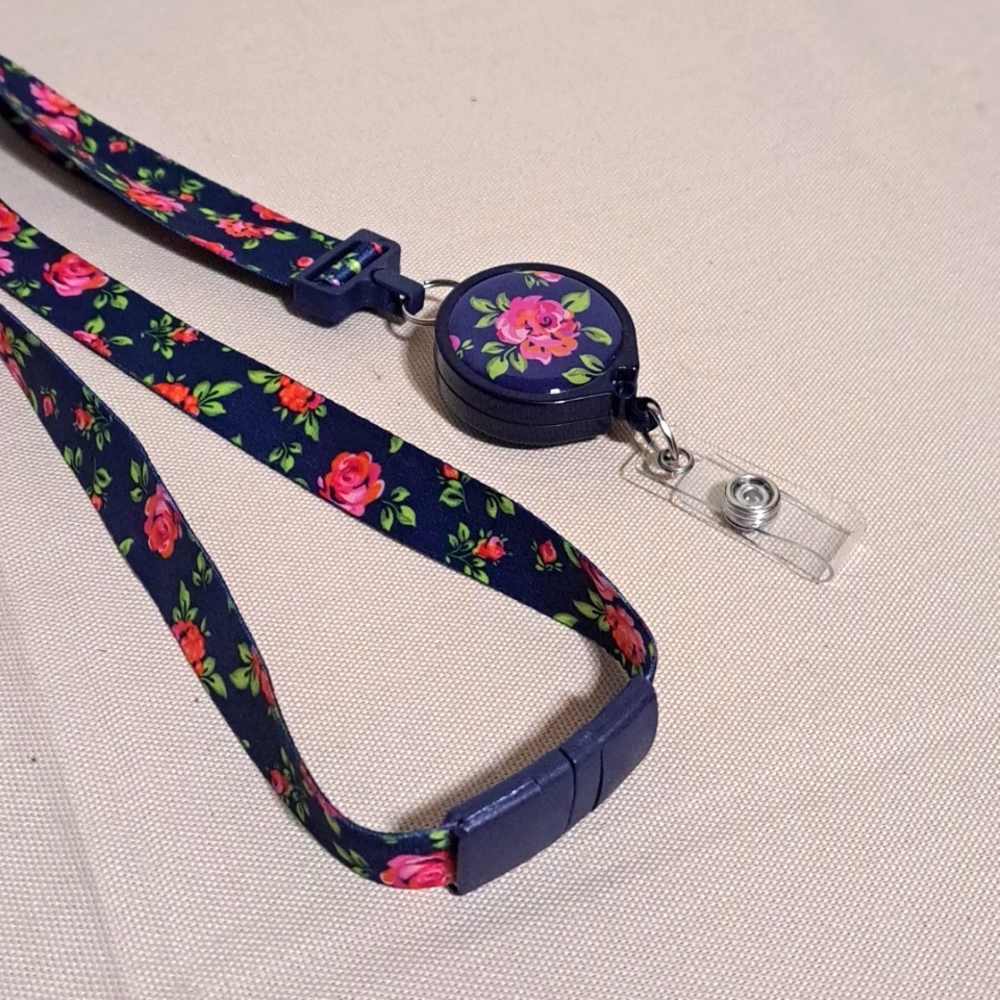 Nurse Doctor Work Badge Identification Card Holder Pink Floral